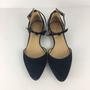 Navy blue suede flats